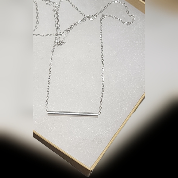 STERLING SILVER BAR NECKLACE - Picture 5 of 8